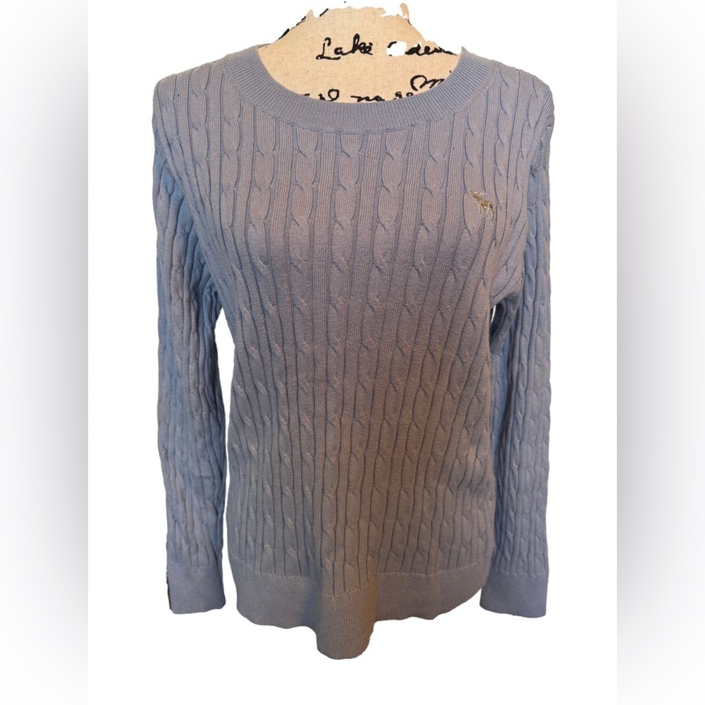 Abercrombie & Fitch Women’s Light Blue Cable Knit Sweater Size XL - Picture 1 of 7